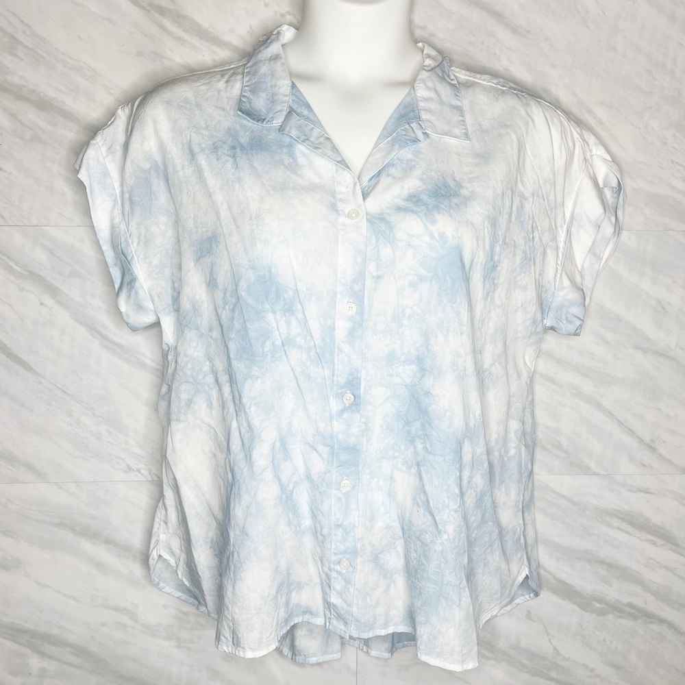 Thread & Supply Indigo Splash Button Down Top XL